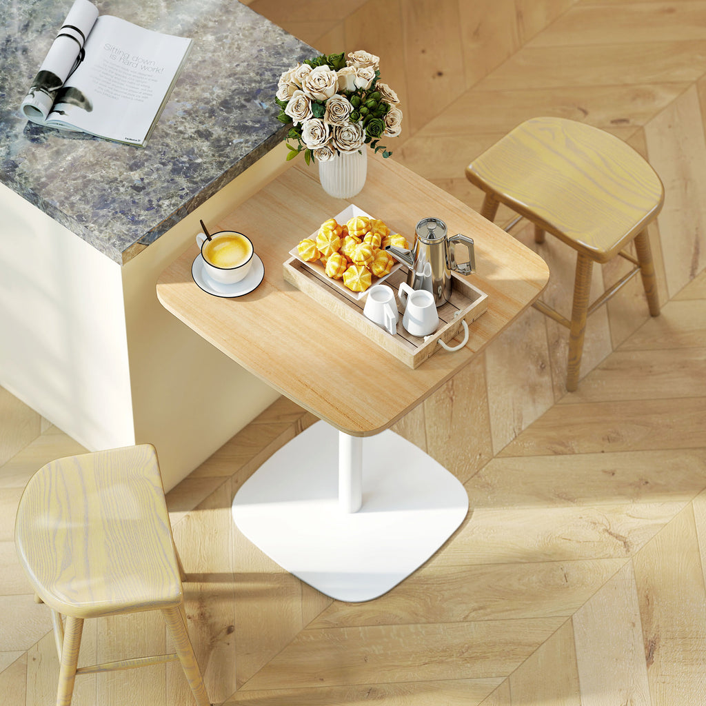 Table à manger carrée pour 2 personnes table de cuisine plateau en effet bois base carrée 60x60x75cm effet bois naturel