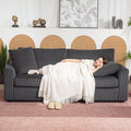 Canapé 3 places 212 cm avec 2 coussins à ressorts, tissu velours côtelé, pour salon, chambre, bureau à domicile, gris foncé