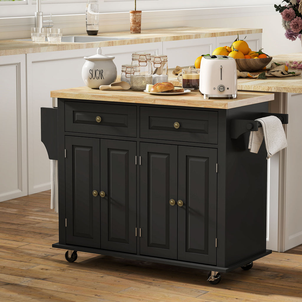 Desserte ilôt de cuisine multi rangements 2 tiroirs 2 placard 2 portes avec étagère range-bouteille