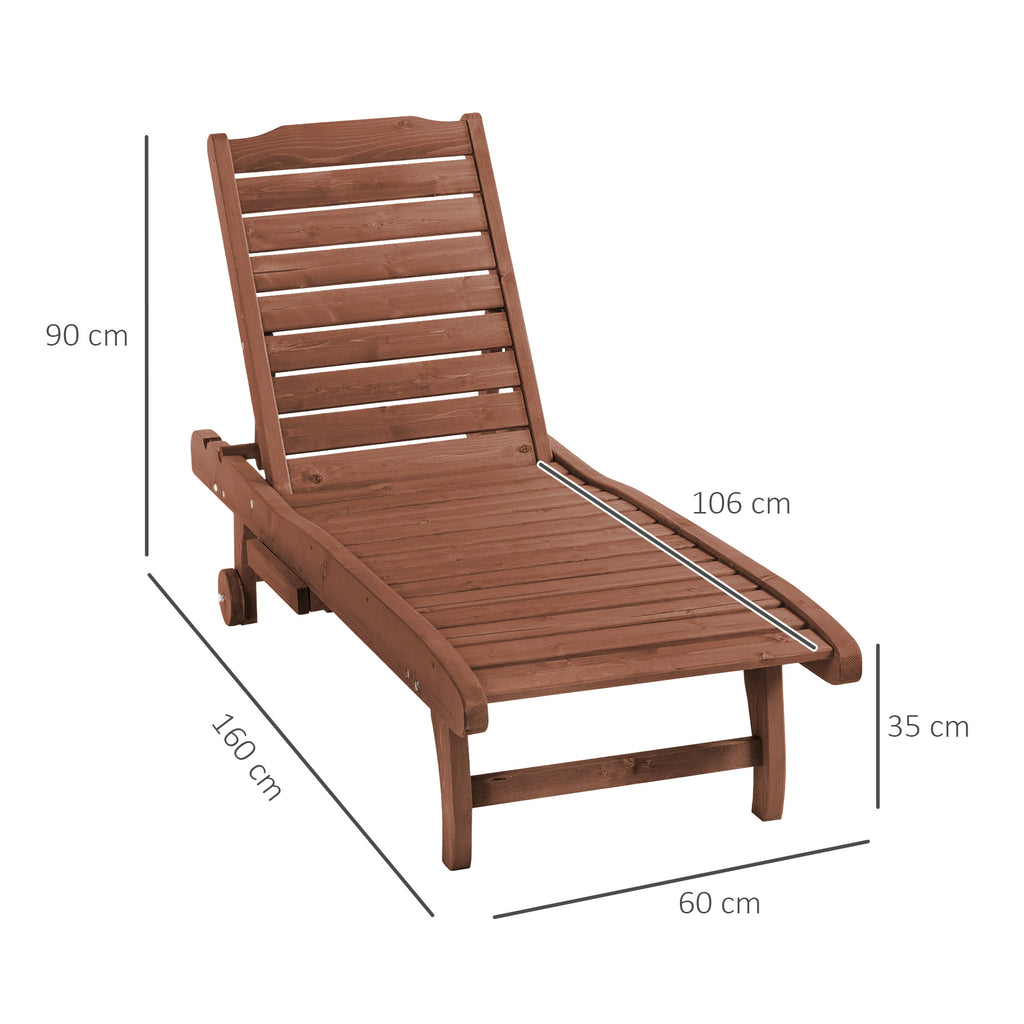 Bain de Soleil transat Style Colonial Dossier réglable 3 Positions roulettes Tablette Support Bois Sapin