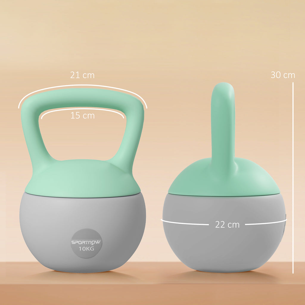 Kettlebell 10kg Haltère avec Poignée Antidérapante pour Fitness Musculation Cardio, Gris et Vert