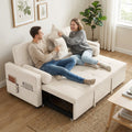 Canapé convertible 2 places 3 en 1 canapé-lit avec lit gigogne double dossier réglable 2 coussins 80,5x137,5x84cm beige