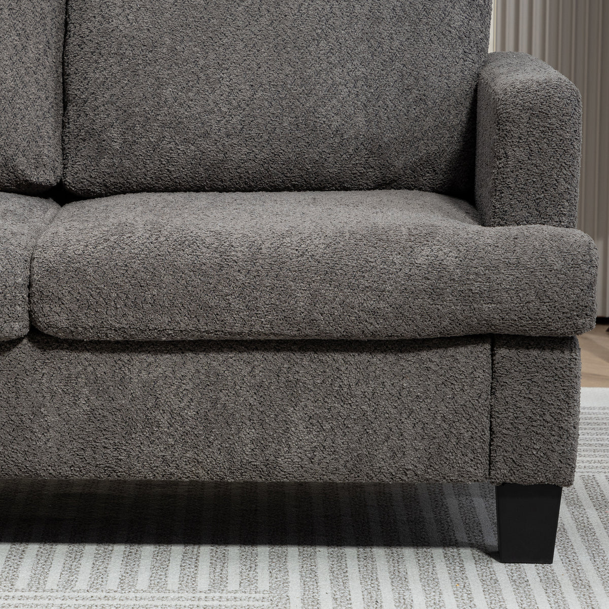 Canapé 2 places 120 cm avec coussins de dossier amovibles, tissu chenille pour salon, chambre, bureau, gris foncé