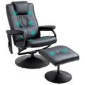 Fauteuil de Massage et Relaxation électrique pivotant inclinable avec Repose-Pied revêtement synthétique Noir