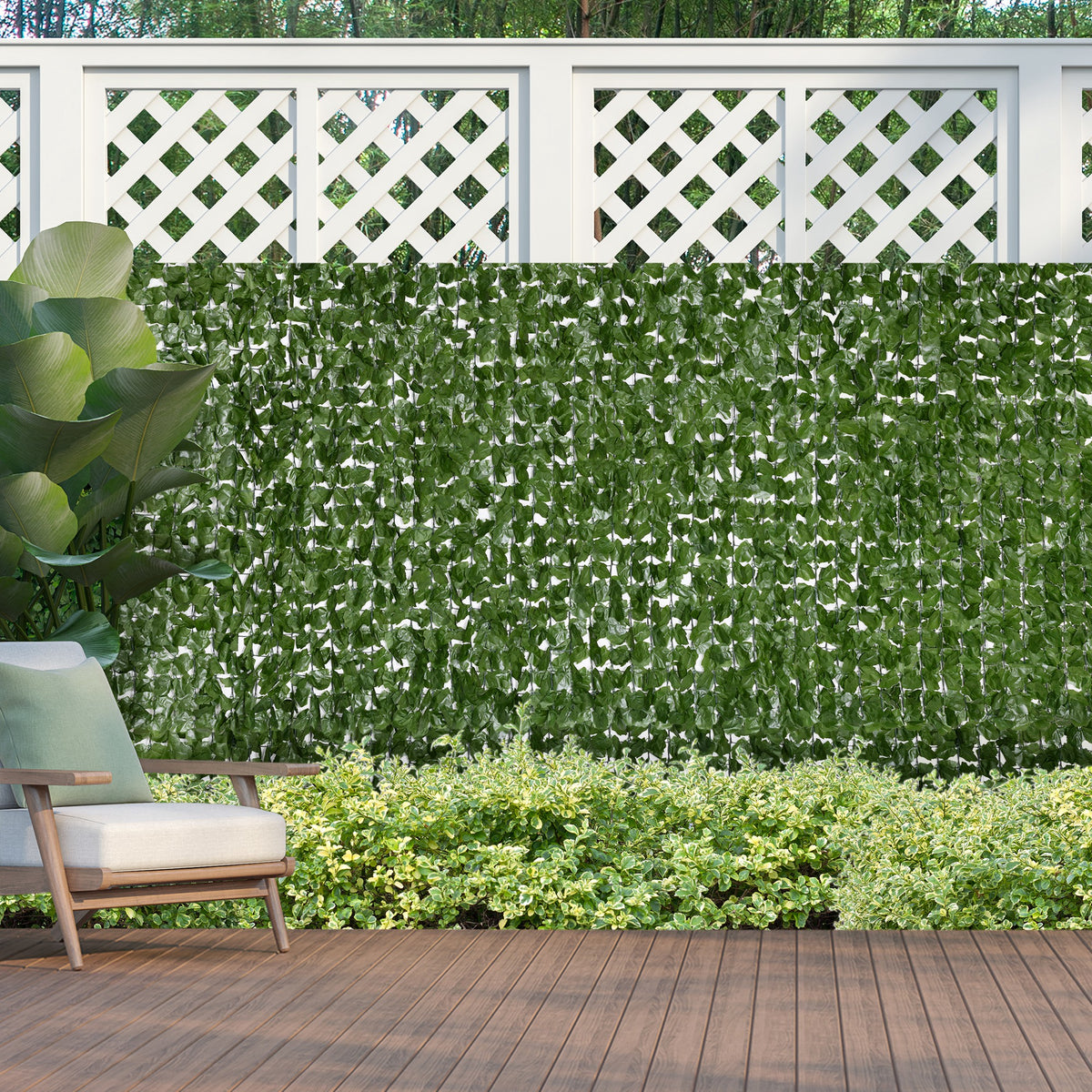 Haie Artificiel Brise-Vue décoration Rouleau 3L x 1,5H m Feuillage réaliste Anti-UV Vert foncé