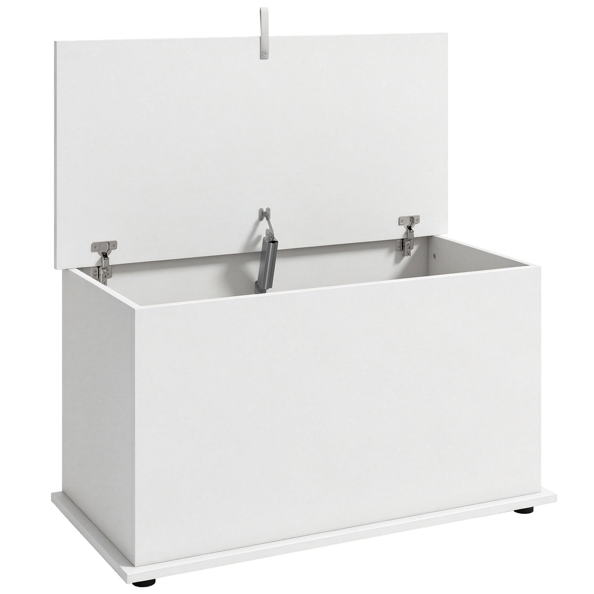 Coffre de Rangement, Banc de Rangement avec Couvercle Rabattable et Charnières de Sécurité, 80 x 40 x 45 cm, Blanc