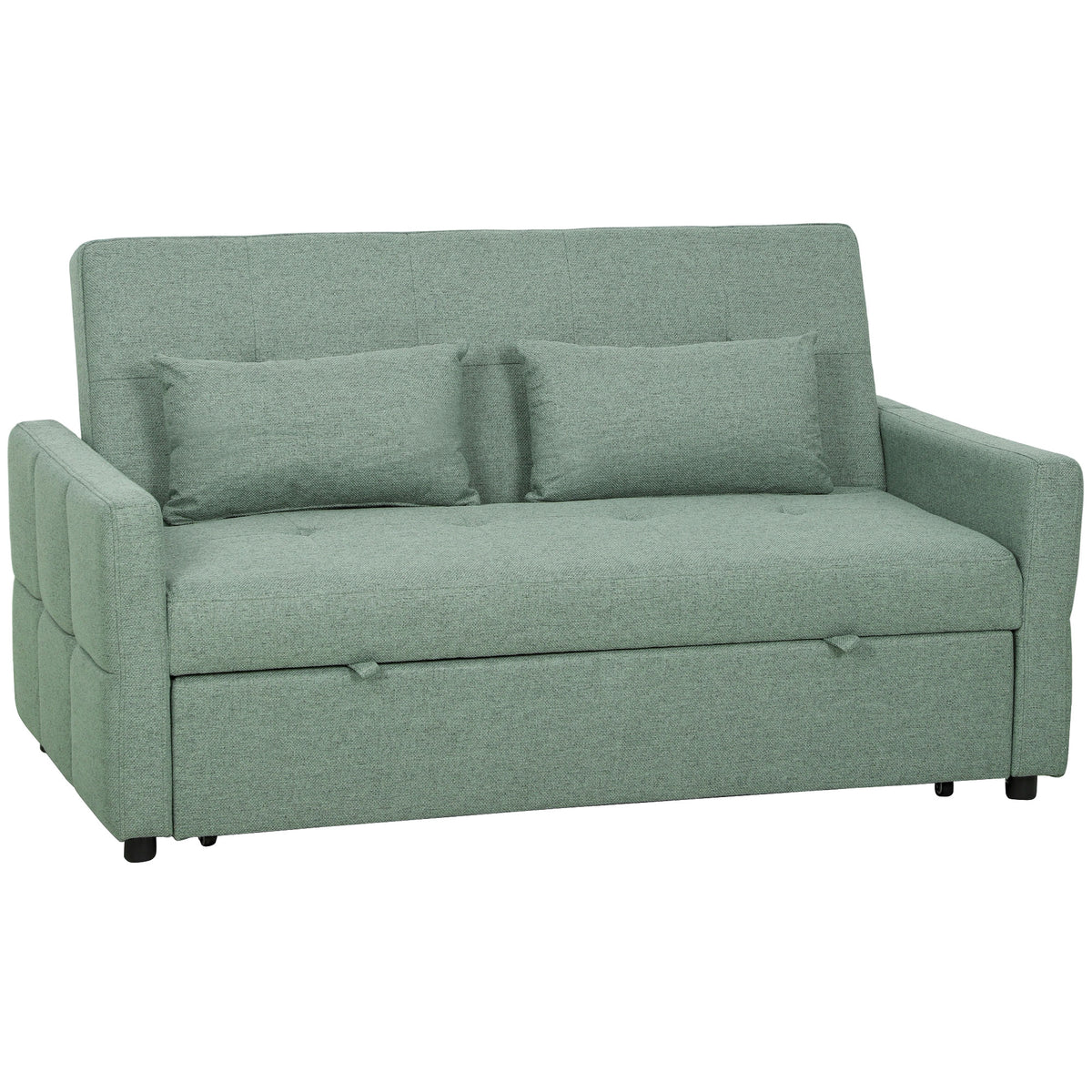 Canapé Convertible 2 Places 3 en 1, Canapé-Lit Clic Clac 160 cm, Dossier Réglable, Assise Large, 2 Oreillers, Vert