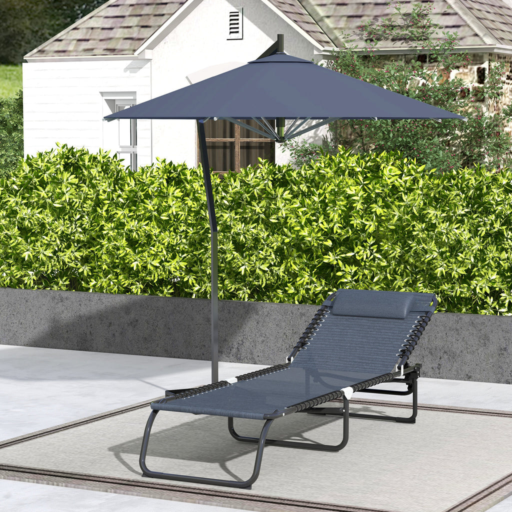 Bain de Soleil transat Pliable Dossier inclinable Multi-Positions Acier thermoplastique Lacets élastiques Noir