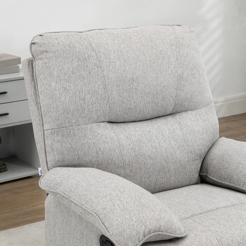 Fauteuil de relaxation inclinable manuellement avec repose-pied ajustable tissu aspect lin gris clair