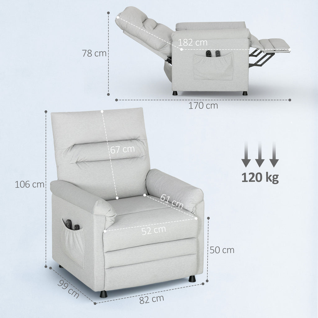 Fauteuil relax électrique massant et chauffant, fauteuil inclinable, repose-pieds, moteur silencieux, 82x99x106cm, gris