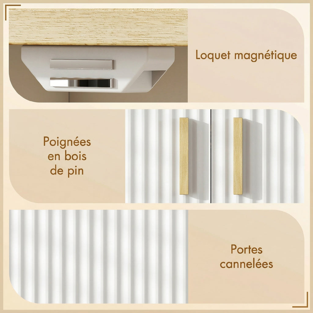 Meuble sous lavabo, meuble de salle de bain avec 2 portes et étagère réglable, 60 x 30 x 61 cm, blanc