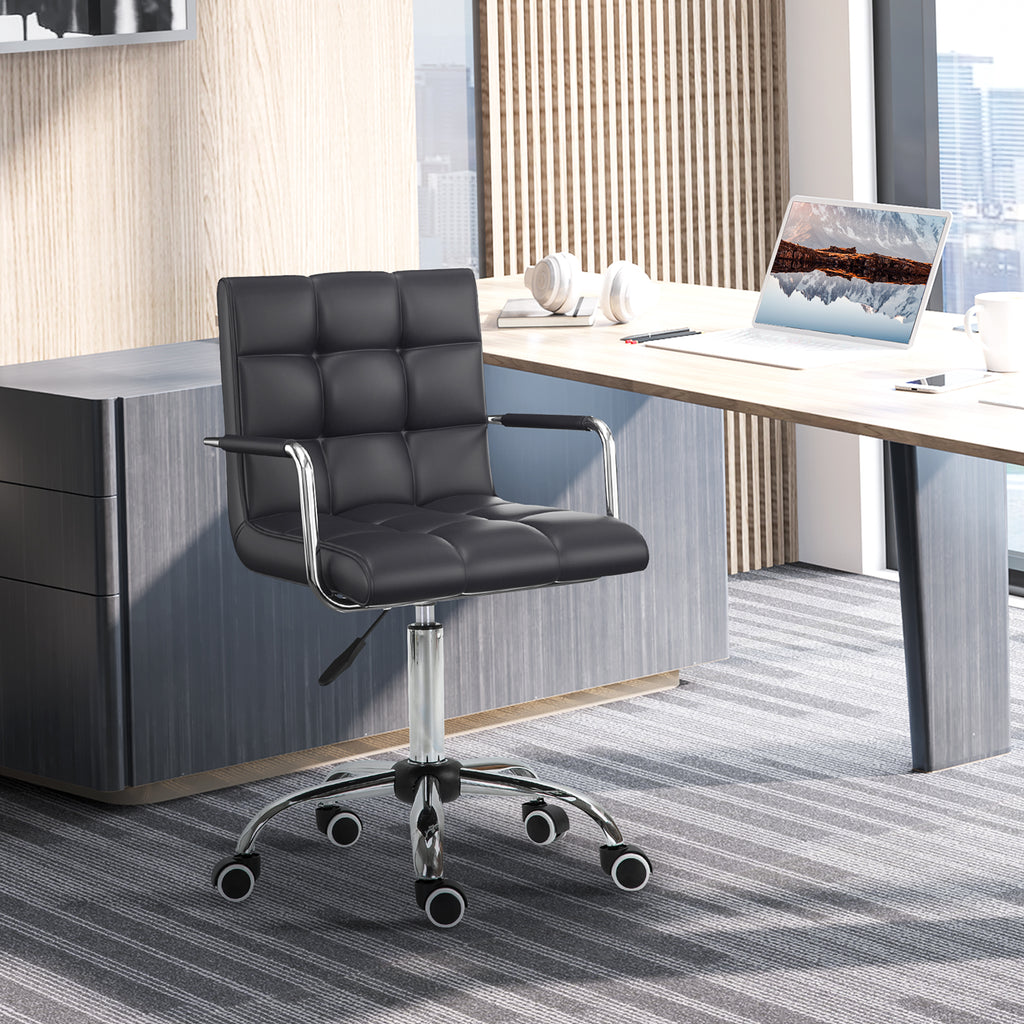 Chaise de bureau fauteuil manager pivotant hauteur réglable revêtement synthétique capitonné noir