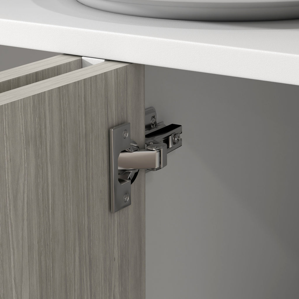 Buffet de cuisine meuble de rangement 2 placards avec étagères réglables, 121 x 37 x 75 cm, blanc et aspect bois gris