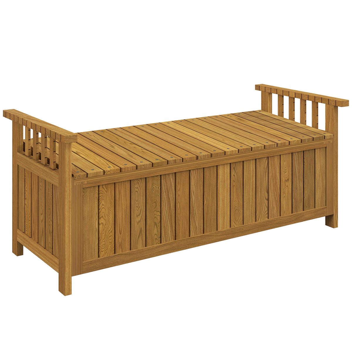 Banc de jardin 2 places en bois avec rangement de 151L banc d'extérieur avec accoudoirs 128,5 x 56 x 53,5 cm marron