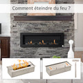 Cheminée bioéthanol Murale encastrable 3 brûleurs 3 L au total, environ 3 h de durée de combustion, dims. 120L x 15l x 40H cm, acier inox noir