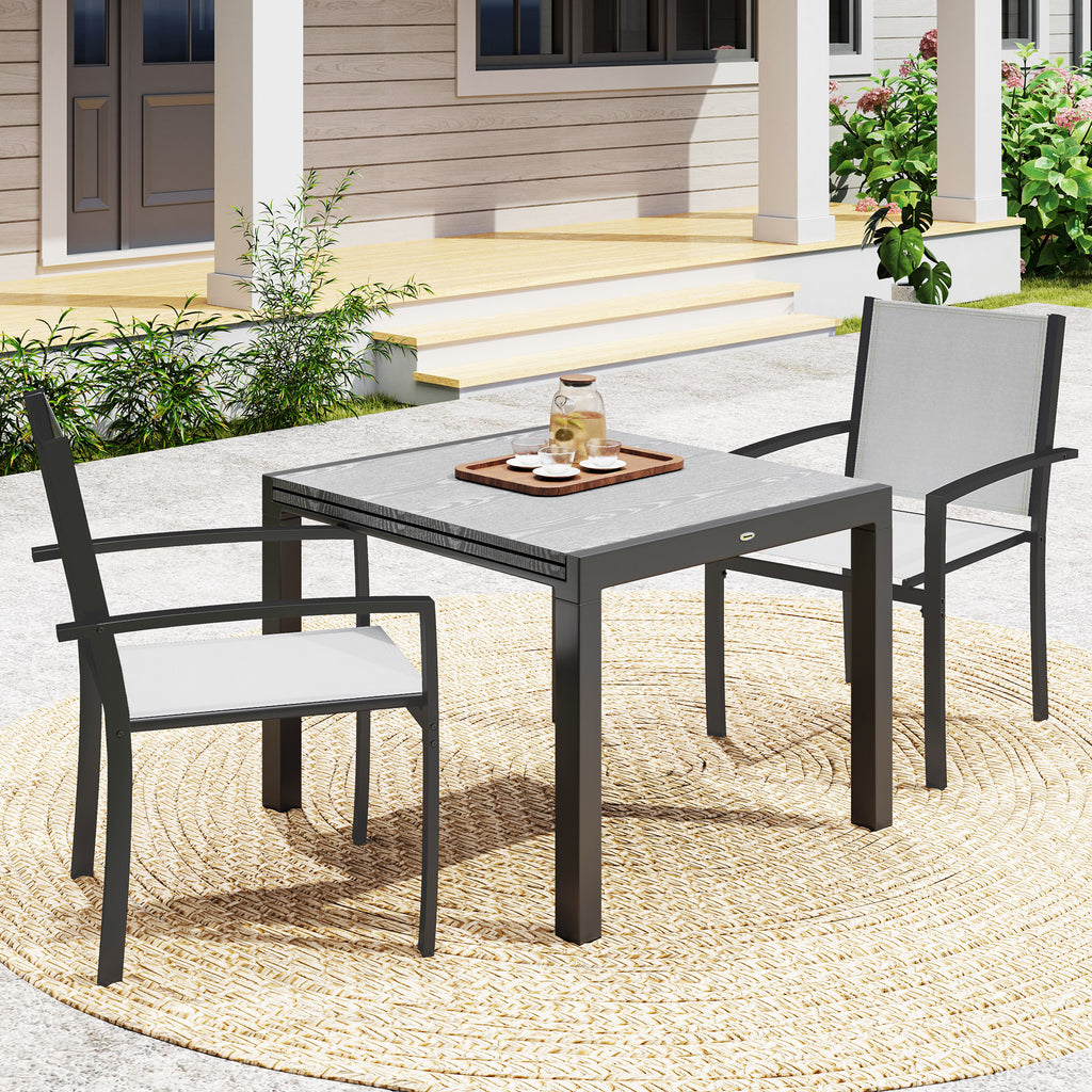 Lot de 2 chaises de jardin chaises empilables d'extérieur avec accoudoirs, cadre en acier 60 x 65 x 85 cm gris clair