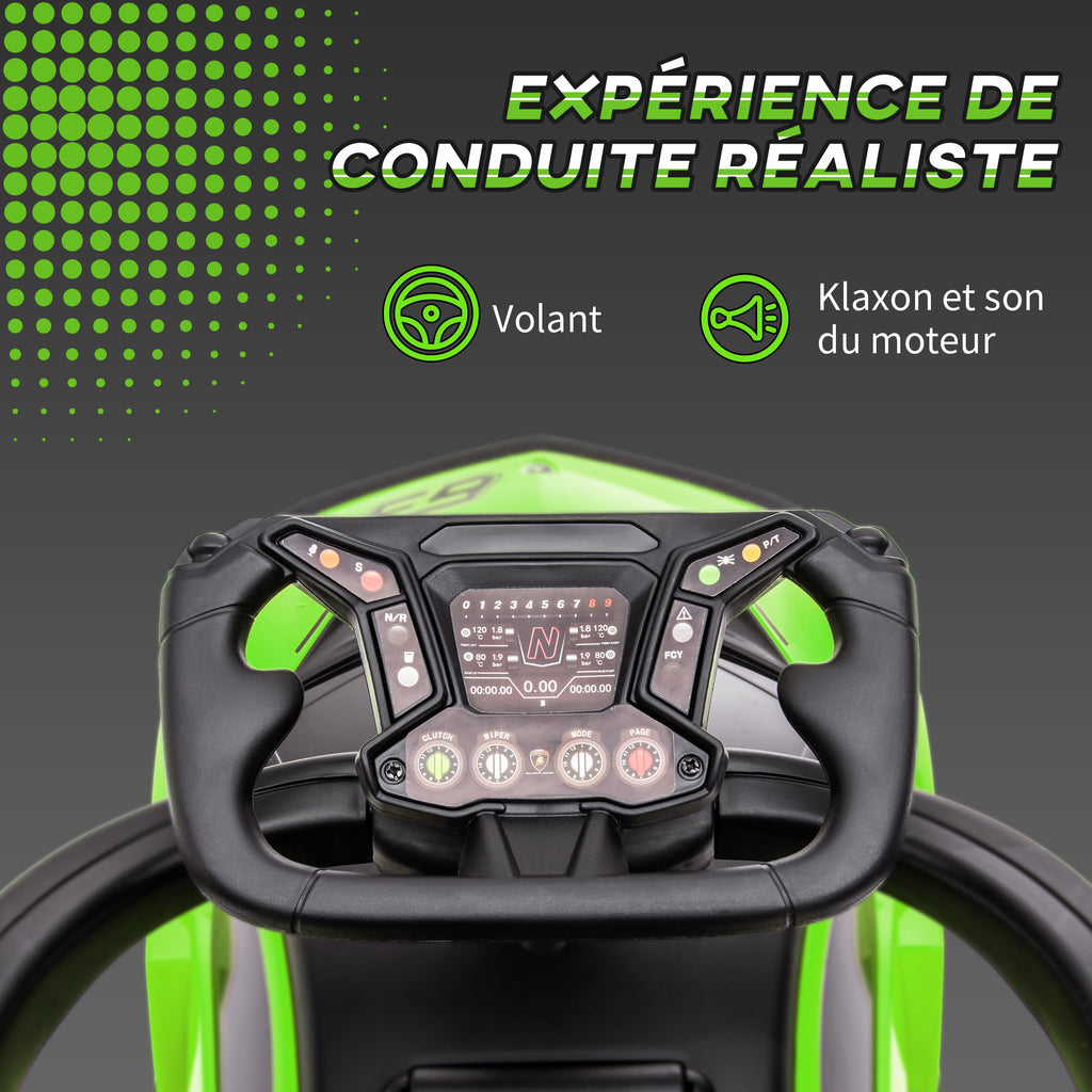 Voiture à pousser pour enfants porteur enfants 1 à 3 ans multi-équipée avec poignée de poussée, klaxon et volant, vert