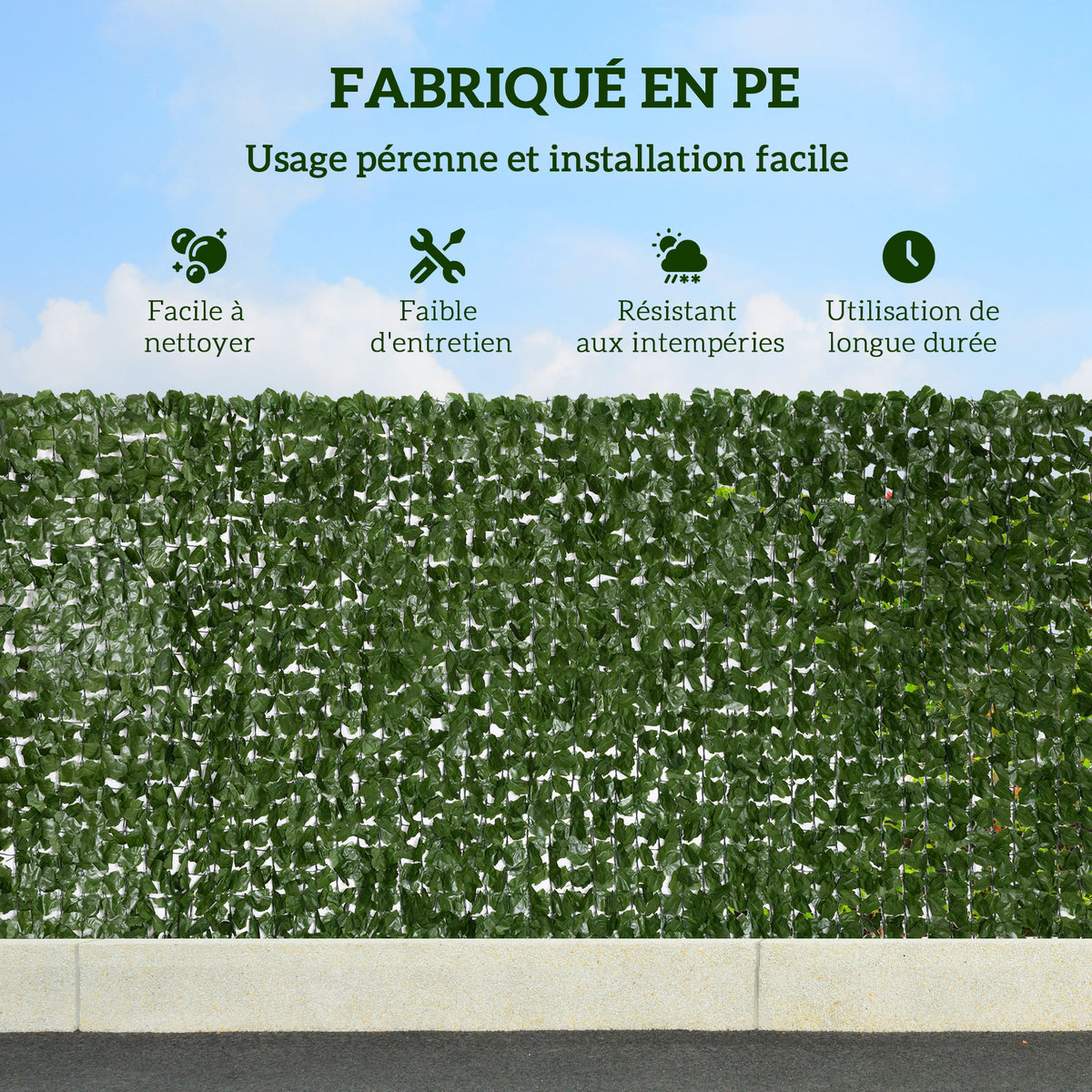 Haie Artificiel Brise-Vue décoration Rouleau 3L x 1,5H m Feuillage réaliste Anti-UV Vert foncé