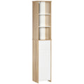 Meuble Colonne Rangement Salle de Bain Style Cosy 3 niches tiroir Placard avec étagère Blanc Aspect chêne Clair