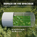 Grand enclos poulailler 15,96 ㎡ parc grillagé toit anti-UV porte verouillable 2,8 x 5,7 x 1,97 m argenté