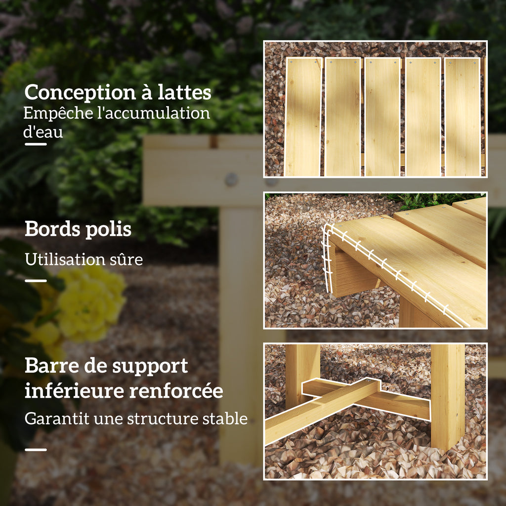Banc de Jardin 2 Places Style Rural Chic Assise à Lattes dim. 110L x 38l x 35H cm Bois de Sapin pré-huilé