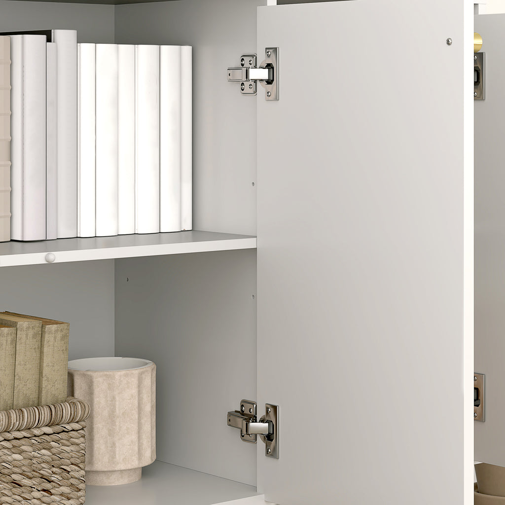 Buffet de salon avec placard à portes et étagère réglable, 106,5 x 35 x 77,5 cm, blanc