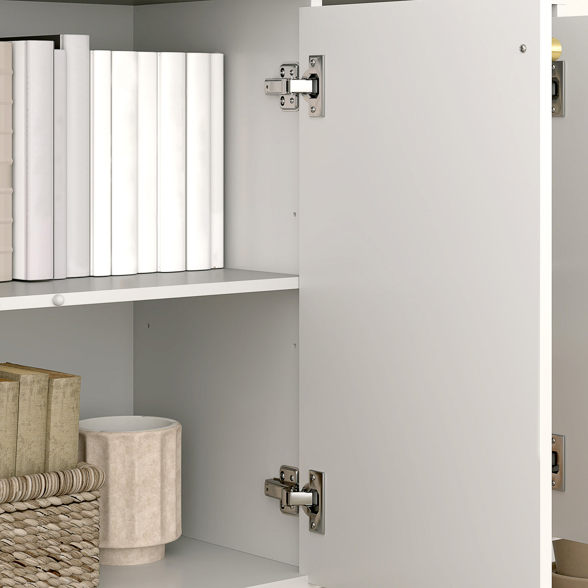 Buffet de salon avec placard à portes et étagère réglable, 106,5 x 35 x 77,5 cm, blanc