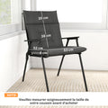 Lot de 4 coussins pour chaises de terrasse, résistants à l'eau, antidérapants, avec liens, 112x53cm, Gris Foncé