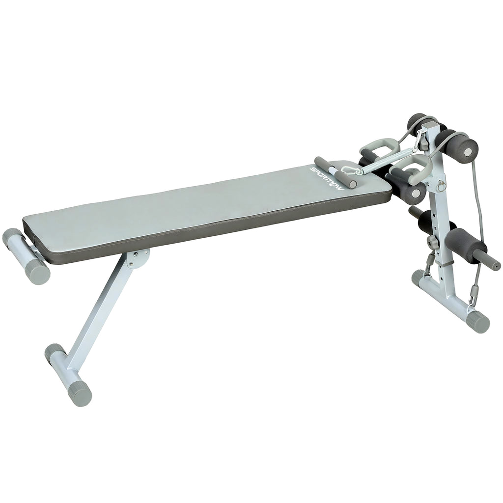 Banc de Musculation Multifonction, Banc Plat Réglable avec Siège à 3 Niveaux, 141 x 52 x 54-71 cm, Bleu et Blanc