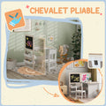 Table enfant avec chaise 3 en 1 avec chevalet pliable étagères de rangement, rouleau de papier - 3 à 8 ans, blanc