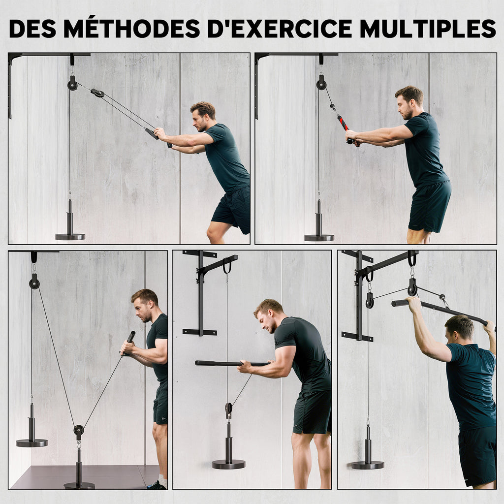 Poulie musculation maison, cable machine musculation exercices de flexion des biceps, des triceps et des bras