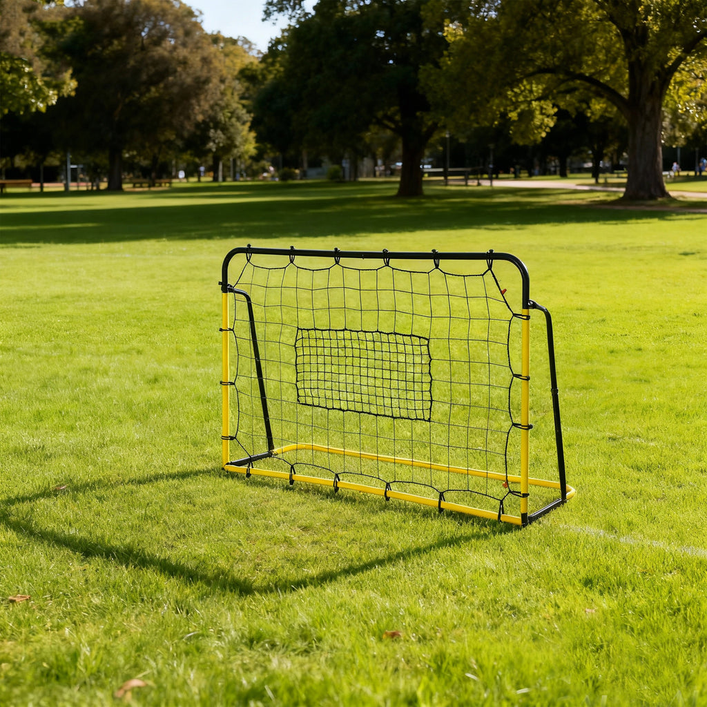 Filet de rebond de football, 184L x 123H cm, rebondisseur de football, 5 angles réglables de 60° à 90°,  jaune et noir