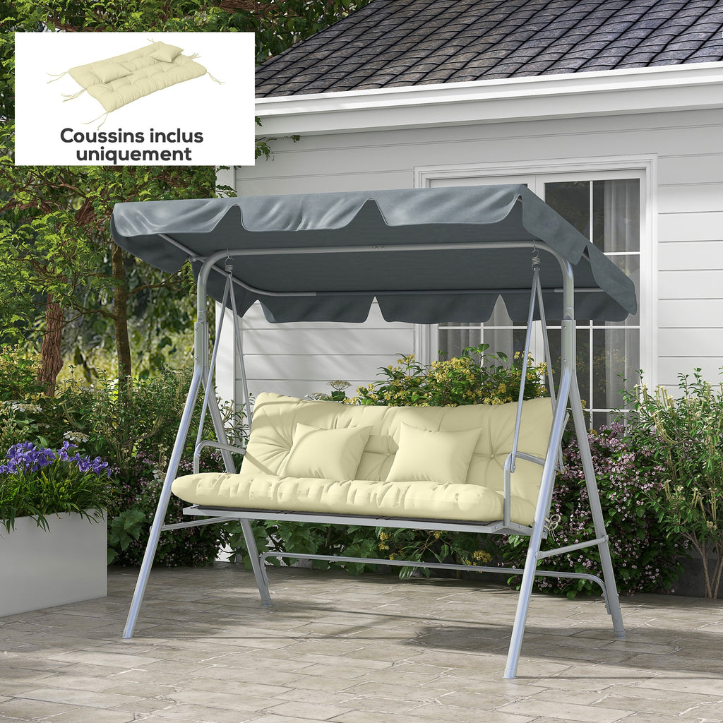 Ensemble de 4 coussins d'extérieur pour balancelle de jardin, 1 coussin d'assise coussins de dossier et 2 oreillers