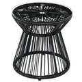 Table de jardin ronde en résine tressée imitation rotin table de bistrot métal plateau verre trempé Ø 40 x 42 cm noir