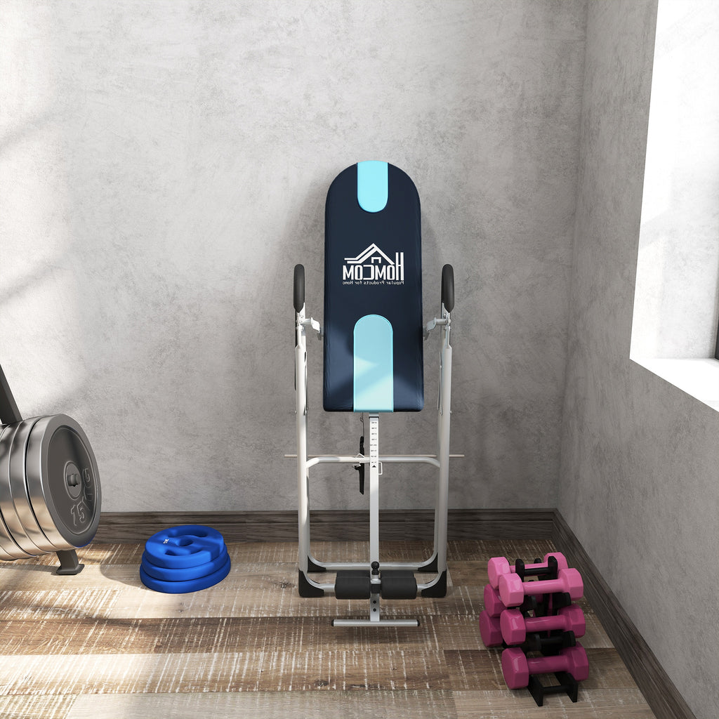 Table d'inversion de musculation pliable ceinture de sécurité réglable acier coloris argent noir