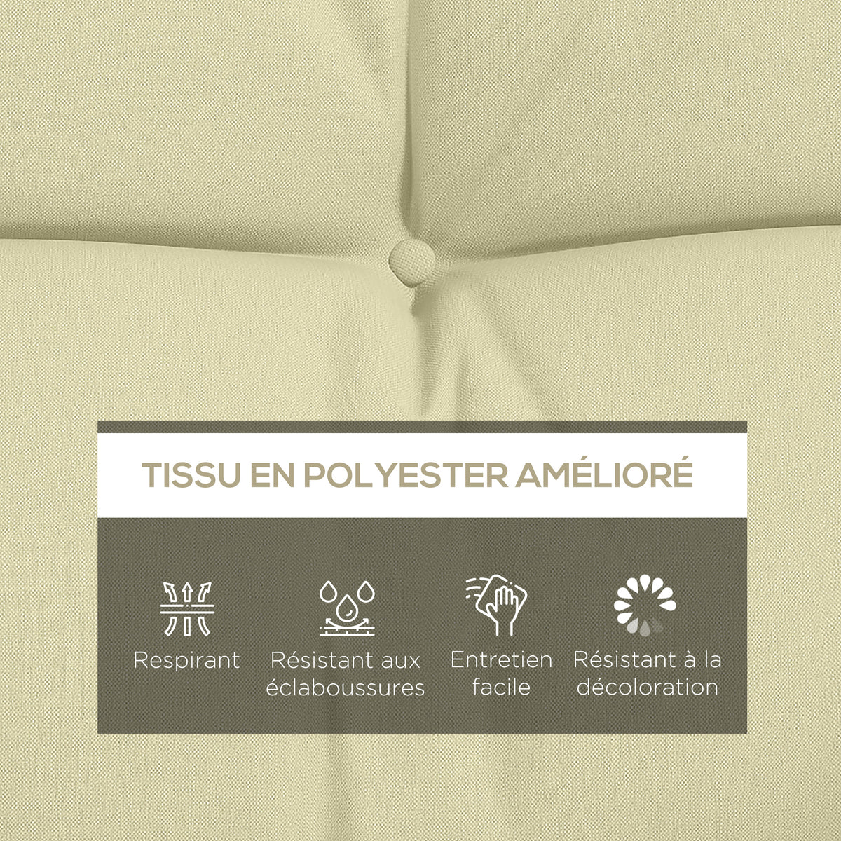 Ensemble de 4 coussins d'extérieur pour balancelle de jardin, 1 coussin d'assise coussins de dossier et 2 oreillers
