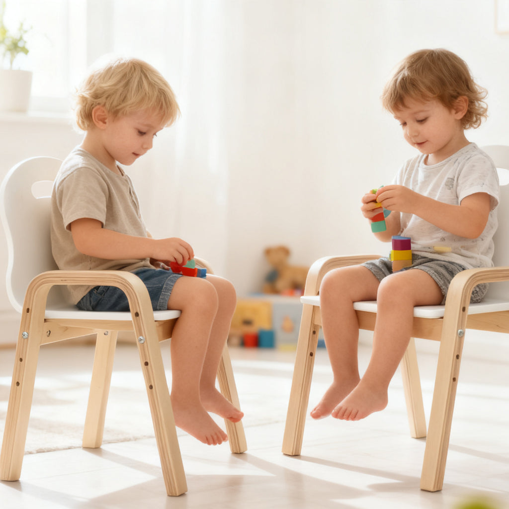 Lot de 2 chaises pour enfants réglables en hauteur fauteuil enfants en bois massif avec accoudoirs 39x34x61,5cm blanc