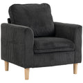 Fauteuil de salon en velours côtelé, canapé 1 place rembourré, assise large, coussin à ressorts, 83x74x87cm, Gris Foncé