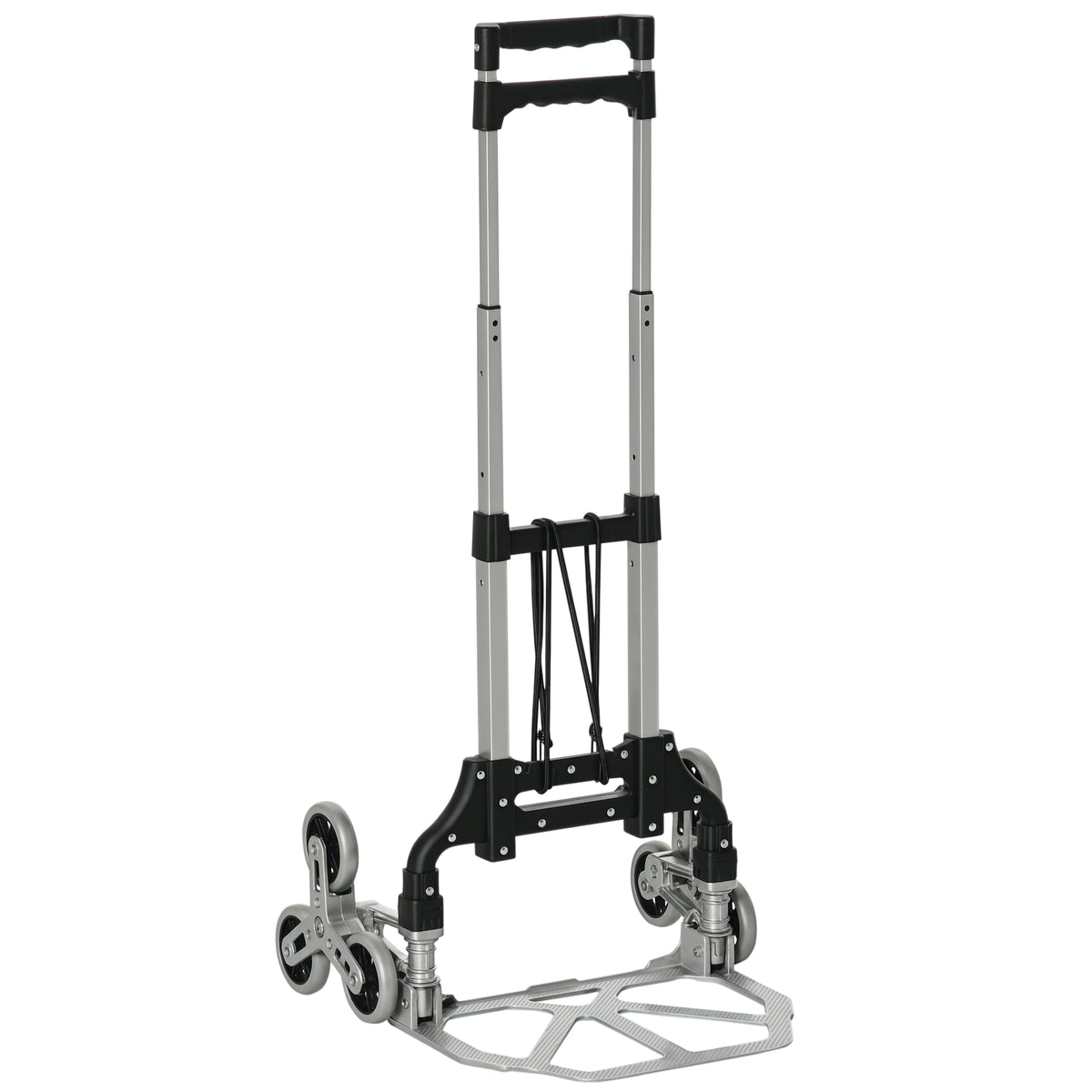 Diable escalier pliant en aluminium avec 6 roues et sangle - charge de 70 kg avec - argent et noir