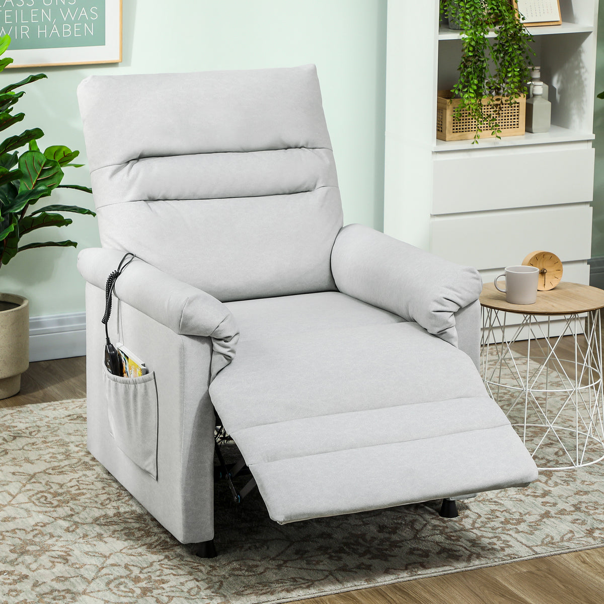 Fauteuil relax électrique massant et chauffant, fauteuil inclinable, repose-pieds, moteur silencieux, 82x99x106cm, gris
