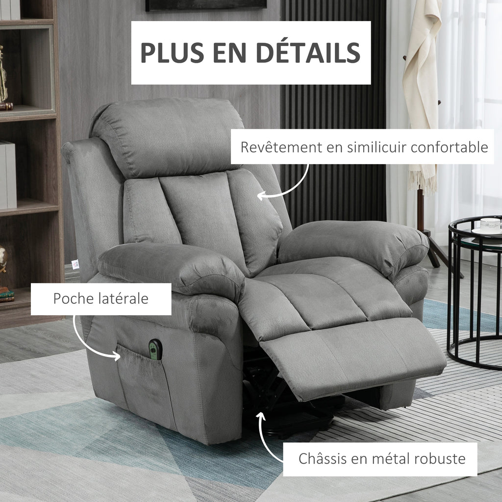 Fauteuil de Relaxation électrique Fauteuil releveur inclinable avec Repose-Pied Ajustable gris