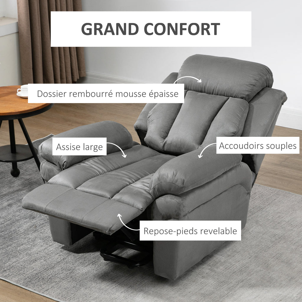 Fauteuil de Relaxation électrique Fauteuil releveur inclinable avec Repose-Pied Ajustable gris