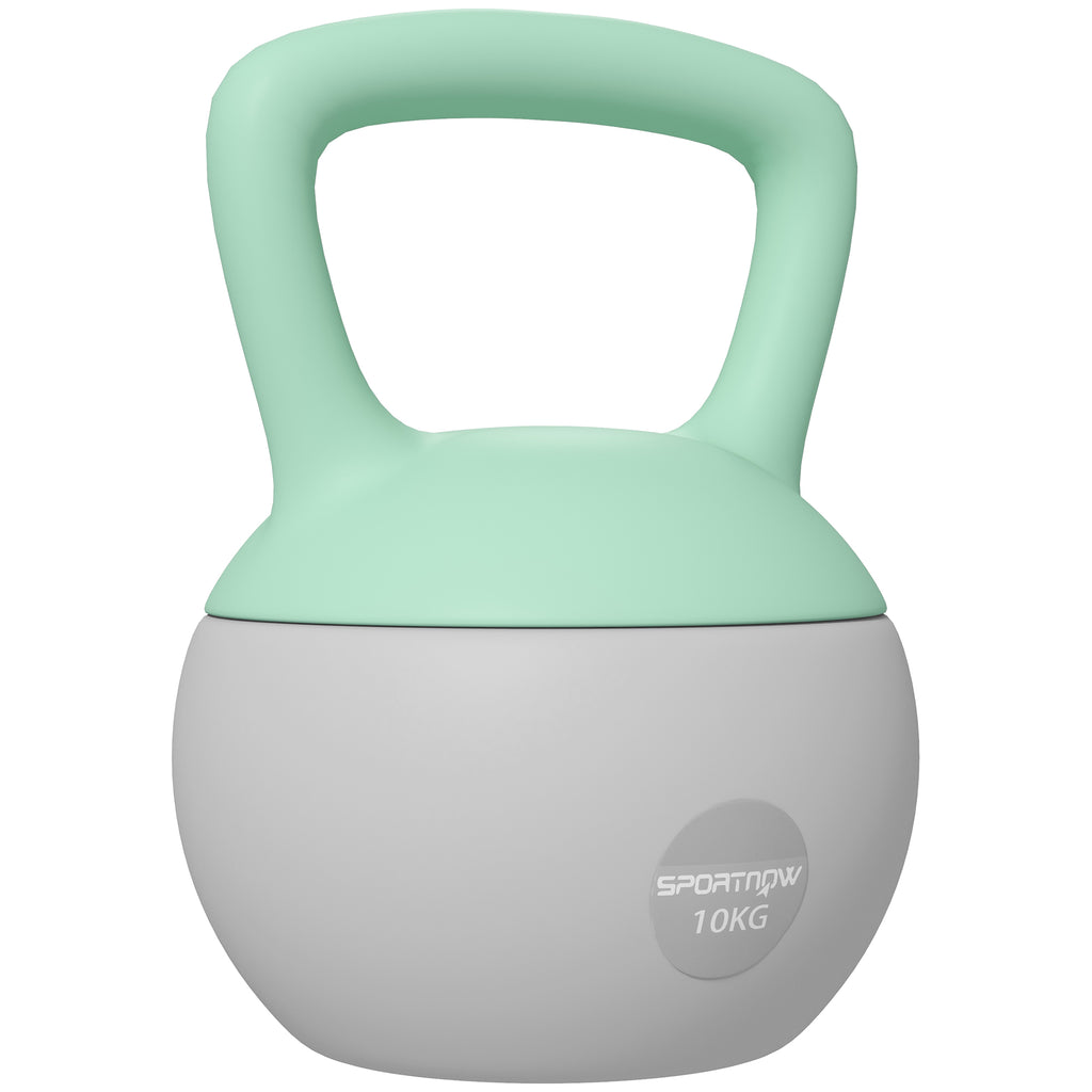 Kettlebell 10kg Haltère avec Poignée Antidérapante pour Fitness Musculation Cardio, Gris et Vert