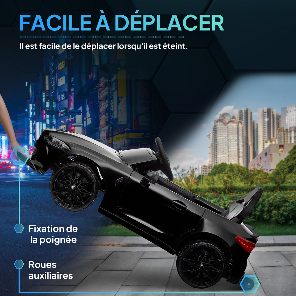 Voiture Électrique pour Enfants BMW M4 12V avec Télécommande 2,4G, Double Moteur, Klaxon, Lumières LED, Noir