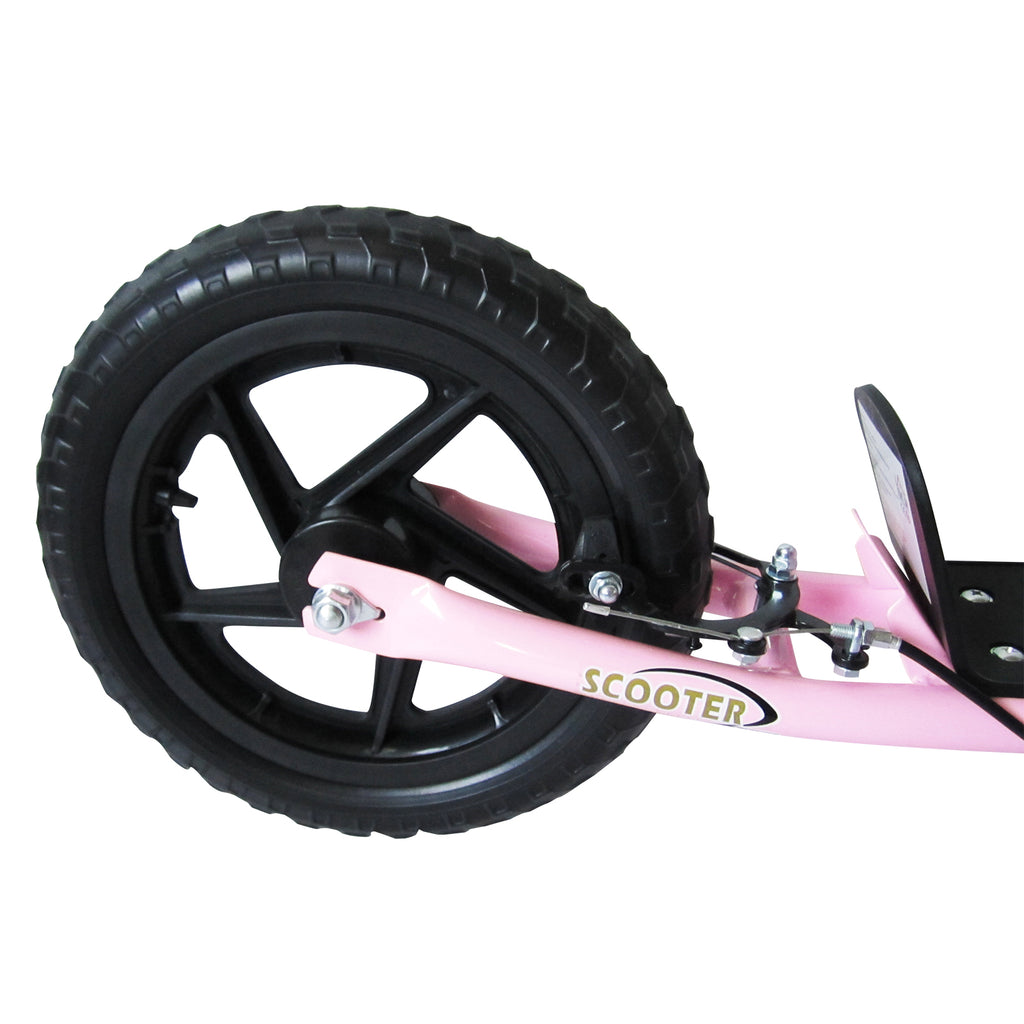 Trottinette enfant patinette pneus 30 cm Hauteur Guidon réglable poignée Frein et béquille Acier pour enfants à partir de 5 ans Rose