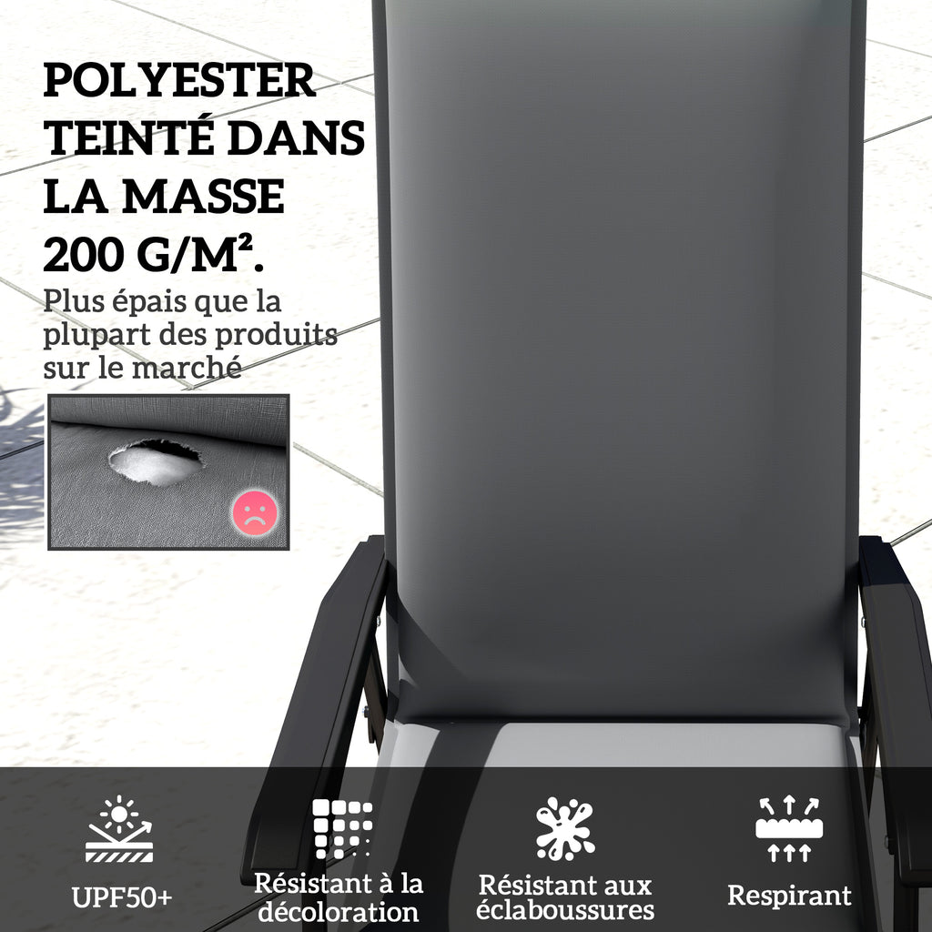 Lot de 4 coussins de chaise extérieur avec attaches et bande réglable, anti-décoloration UPF50+, 124x50x5cm, gris