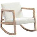 Fauteuil à bascule fauteuil allaitement rocking chair en tissu effet laine bouclée avec pieds en bois massif