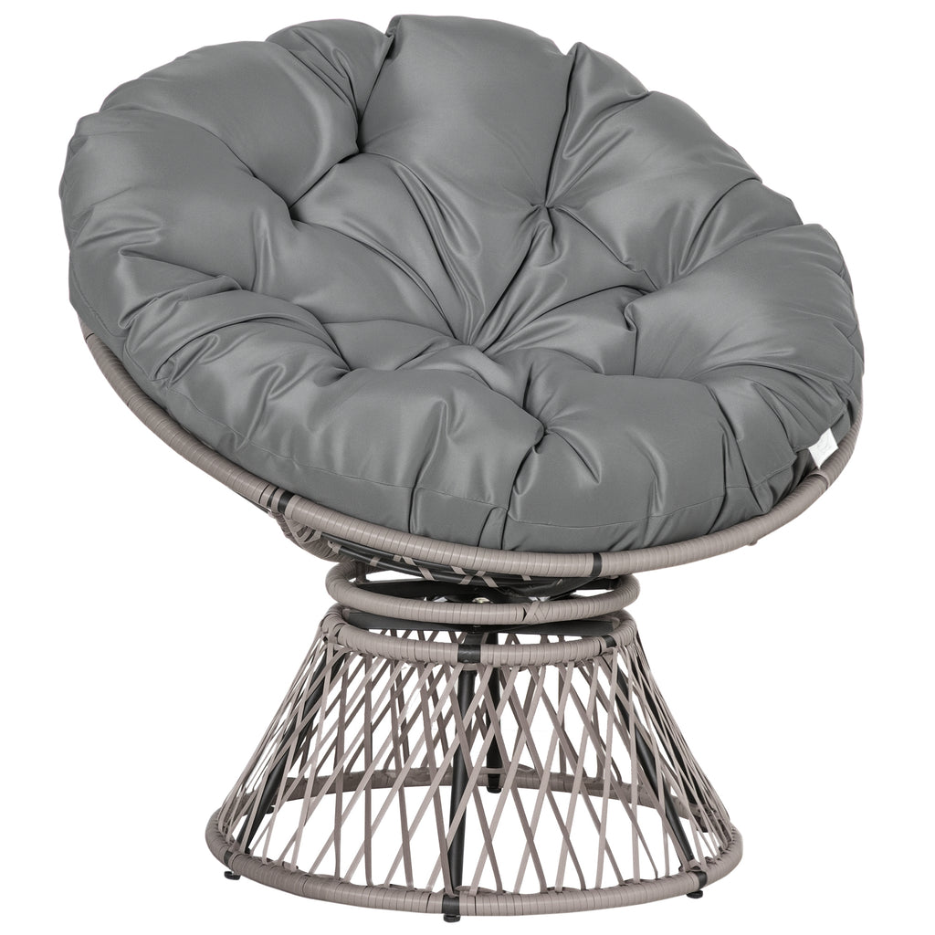 Fauteuil rond de jardin fauteuil papasan pivotant Ø 97 x 86H cm grand coussin fourni polyester résine tressée
