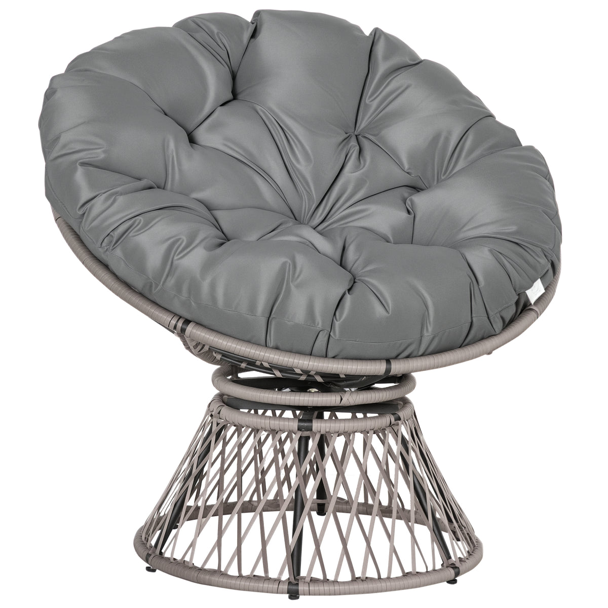 Fauteuil rond de jardin fauteuil papasan pivotant Ø 97 x 86H cm grand coussin fourni polyester résine tressée