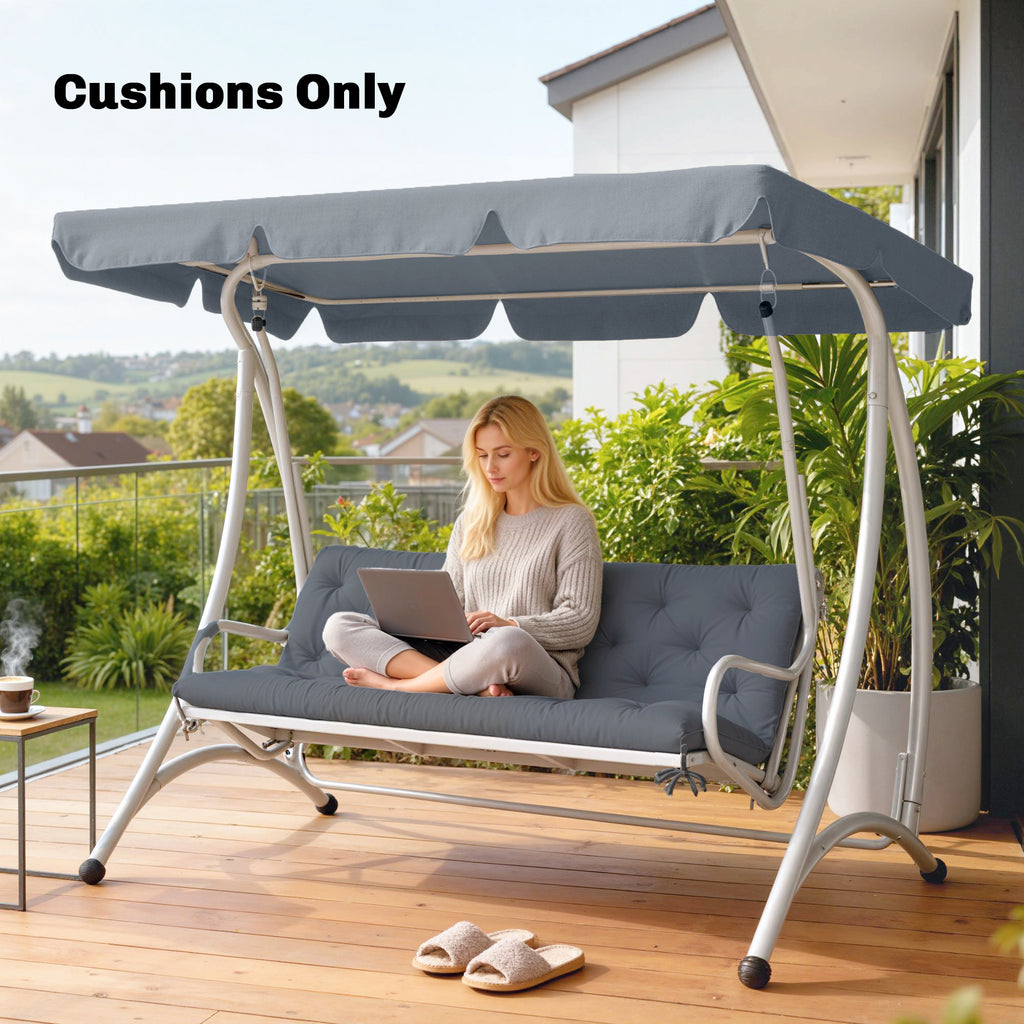 Coussin de banc matelas assise dossier pour banc de jardin coussin balancelle canapé 3 places grand confort 150 x 98 x 8 cm gris